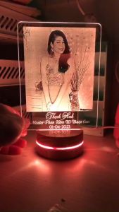 Đèn Led 3D Khắc ảnh- Quà tặng ý nghĩa tri ân thầy cô giáo - Đế 16 màu cảm ứng viền sáng led có điều khiển chỉnh màu