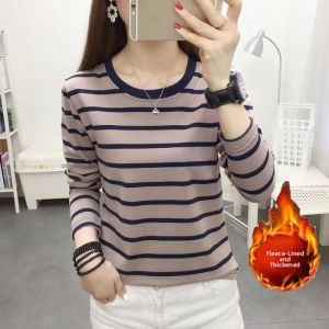 HUAXUNRAN | Thickened and Warm Striped Oversized Long Sleeve Top for Women