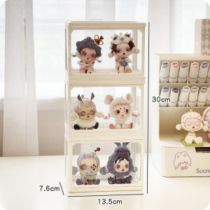 Hộp Đựng Đồ Chơi Trưng Bày Mặt Bàn Trong Suốt Có Thể Xếp Chồng Lên Nhau Để Đựng Đồ Chơi Búp Bê Dễ Thương Để Trưng Bày Trong Nhà