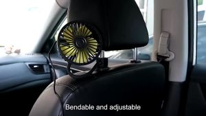 Car fan 360-degree rotating fan car cooling fan 3-speed adjustment for dashboard/rear seat USB