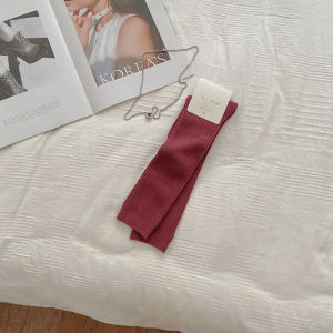 Bunching Socks Red Spring and Autumn Retro British Style Cherry Red Calf Socks Matching Small Leather Shoes Socks Womens Daily