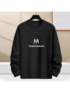 Fall and Winter Heavy Weight Solid Color Printing Long Sleeve Crew Neck Sweater Men Teenagers Loose Outdoor Wear Casual Bottoming Shirt Tops