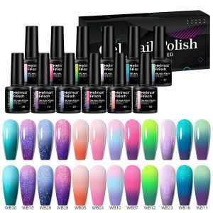 Bộ 12 Chai Sơn Móng Tay Gel Đổi Màu Nhiệt 7ml Hiệu Ứng Nhũ Bán Vĩnh Cửu Không Mùi Công Thức Acrylate/Carbamate Copolymer