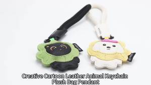 Cute Cartoon Leather Bag Charm Keychain for Bags Keys Car Accessories Funny Food Animal Key Rings Gift for Adults