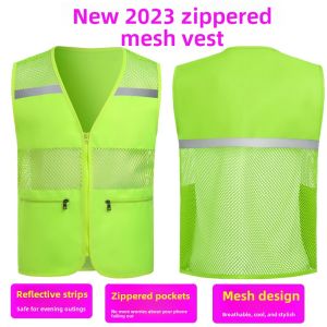 Reflective Strip Volunteer Vest Breathable Mesh Community Member Student Parent Logo Printed Casual Fashion Urban Style Backless Vest