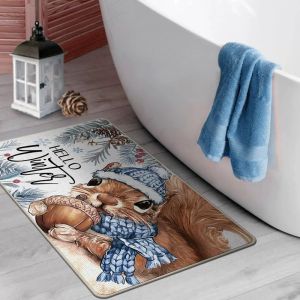 VIKAMA Red Salutations Snow Figure Smile Face Yule Welcome Mat Festive Grip Backed Floor Covering Winter Entryway Decor Soft