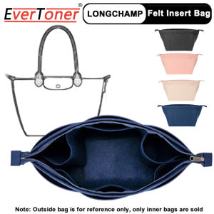 EverToner Organizer For LONGCHAMP Le Pliage Bag 12 Pockets Felt Insert Bag Makeup Handbag Inner Purse Portable Travel Liner Pouch Comestic Base Shaper