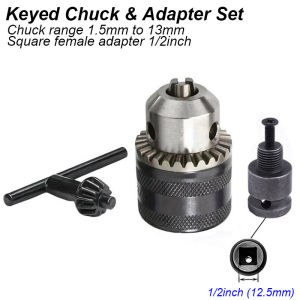 Electric Wrench Drill Chuck Key Converter Female Adapter 1/2 Inch Square Drive Conversion Power Air Wood Work Tool Accessory