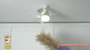 Inverter Ceiling Fan With led Light and Remote Control 30W 5 Blades Ceiling Fan Light For Living Room E27 Socket Ceiling Fan Ceiling Light Wall Fan Black