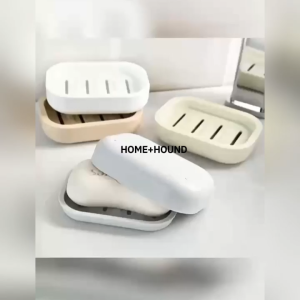 HOME+HOUND Durable Non-Slip Bathroom Soap Dish with Double Drain Design