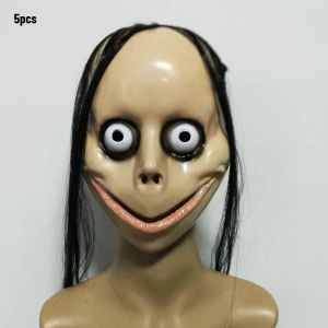 Horror with Long Hair Mask Funny Mask Mouth Mask with Hair Female Ghost Mask Roleplay Mask Ball Party Costume Props Halloween