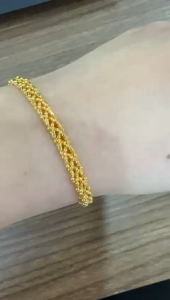 Poh Heng Jewellery 22K Gold Braided Bead Bracelet in Yellow Gold [Price By Weight]