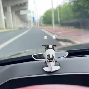 Light Sensing Aviator Aircraft Car Ornament 360° Rotating Airplane Model Auto Dashboard Decor Car Interior Decoration Ornament
