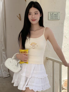 เสื้อกั๊กสายเดี่ยวพิมพ์ลายดั้งเดิมน่ารักสำหรับผู้หญิง เสื้อชั้นในสั้นเข้ารูป ดีไซน์เก๋ไก๋ เสื้อคลุมฤดูร้อนสำหรับผู้หญิง