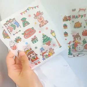 Set 4 tấm sticker cute cắt sẵn happy noel giáng sinh dễ thương trang trí sổ tay diy nhật ký