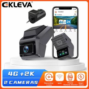 EKLEVA 4G LTE 2K Front and Back Dual Lens Car Dash Camera with Sim Card Slot Tracking Two Way Talkie Live View APP CloudSpirit