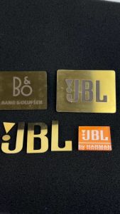 Logo JBL logo BO trang trí cho loa đò hanmade chất liệu inox vàng xước rất đẹp shop Loa VN