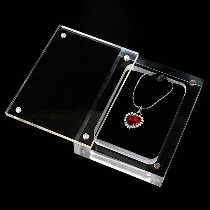 Acrylic Glass Top Gem Box White & Black Showcase Gemstone Casket ...