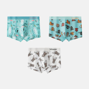 MiiOW | Quần lót nam Catman in họa tiết hoạt hình cotton nguyên chất 2024 Quần đùi cạp vừa thể thao dễ thương cho thanh thiếu niên