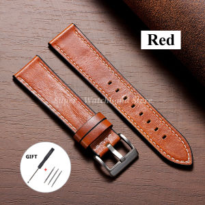 Vintage Oil Wax Leather Watchband for Omega for Seiko Wristband 20mm 22mm Stitching Cowhide Strap Replace Coffee Brown Watchband