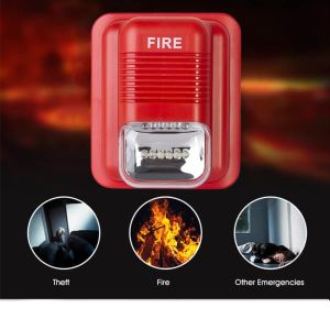 [SMT] Sound &amp Light Fire Alarm Warning Strobe Horn Alert Safety System Sensor for Home Office Hotel