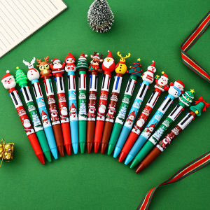 16Pcs new Christmas 4-color ballpoint pen Santa Claus Christmas tree reindeer snowman exquisite decoration Fun ballpoint pen