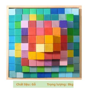 Khối Đựng Rainbow Lớn Montessori Gỗ Phong