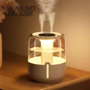 6.8L humidifier with small night light - beige color + humidity display + gear display + large capacity double spray
