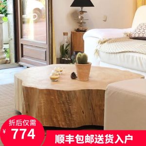 Living Room Log Irregular Stake Coffee Table Nordic Homestay Solid Wood round Tea Table Minimalist Designer Wooden Booth