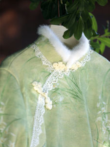 Green Jiangnan Qipao Autumn Winter New Chinese Style Young Girl Daily Wear Improved Traditional Chinese Costume Long Cheongsam