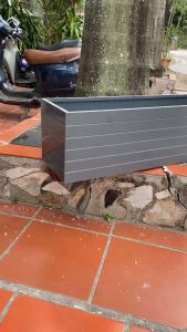 Chậu trồng cây 120x30x30cm composite kẻ chỉ màu xám ghi khổ lớn cao cấp SMART