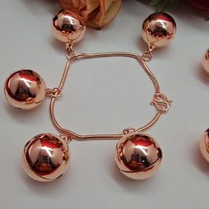 สร้อยข้อมือนากห้อยกระพรวน เสียง - มีเสียง โรสโกลด์ พิ้ง โกลด์ ยาว 7 นิ้ว ทำจากทองเหลือง รุ่นสำเร็จที่สามารถส่งได้ทุกโอกาส