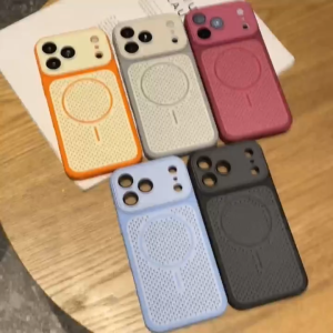 Honeycomb Vent Heat Dissipation Magsafe Magnetic Phone Case For iPhone 17 16 15 14 13 Pro Max Plus Perforated Hard PC Back Soft TPU Border Raised PC Cover