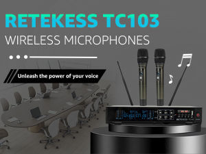 Retekess tc103 UHF Hệ thống micro không dây kim loại cầm tay không dây Micro năng động hỗ trợ Bluetooth MP3 Máy nghe nhạc 90m phạm vi cho biểu diễn sân khấu hát karaoke nhà thờ DJ