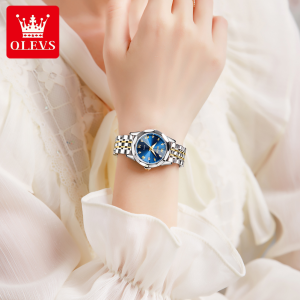 OLEVS Jam Tangan Wanita Gaya Korea Anti Air Asli Mewah Import Kuarsa Dial Tiga Dimensi Kalender Bercahaya jam tangan cewek