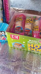 Marshmallow Kepang Hot Dog Long Pasta Dipay DSM - Permen awan Marshmellow 1 BOX isi 30pcs