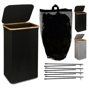 1PC Dirty Clothes Basket With Lid And Inner Bag 100 Liter Laundry Basket Foldable Laundry Basket With Detachable Inner Bag