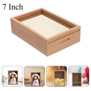 Wood Specimen Frame With Piggy Bank Coin Bank Saving Money Photo Frame Saving Jar Wood Money Jars Desktop DIY Family Frame Box