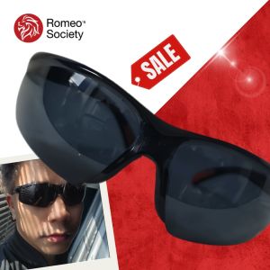 แว่นตาใส่ขี่รถ CGRS125 แว่นตาแฟชั่น แว่นตาสำหรับขี่จักรยาน (V4. กรอบสีดำ ขอบมน เลนส์ดำใส ชากันลื่น)