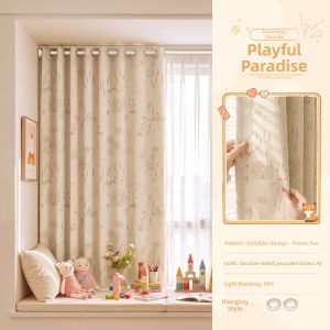 WEILAISHI | Cute Light Blocking Curtain For Bedroom Windows Installation Without Drilling