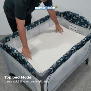Happy Dino Baby Cot Mattress - Extra Thick 4.5cm for Comfort & Support - Fits Mamakiddies UKS Travel Cot - Lightweight & Reversible