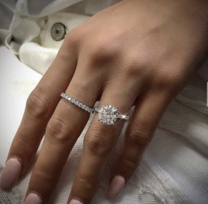 Hot Selling Silver Plated Rings Set For Women Geometric Punk Cubic Zirconia Jewelry Wedding Engagement Ring Size 5-11