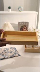 Nampan Kayu Kotak Pinus Estetik Tanpa Handle/Wooden Tray/Baki Hantaran Seserahan Tatakan Kayu Aesthetic