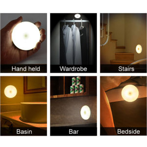 Indoor Corridor Lamp Bedroom Wardrobe Rechargeable Dimming LED Round Circle Touch Night Light Flashlight Magnetic Base