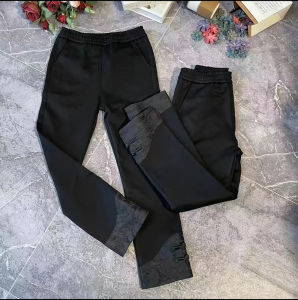 Slimming High Waist Straight Leg Casual Pants Womens Fashion Spring New Black Cotton Elastic Belt Buckle Korean Style