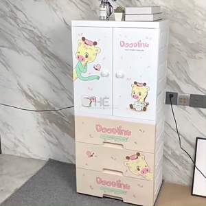 【𝗨𝗽𝗴𝗿𝗮𝗱𝗲𝗱】 THE L56/60cm Cartoon Theme Design Childrens Kids Wardrobe Drawers Clothes With Hanging