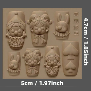 Cute Clown Circus Rabbit Bow Tie 3D Nail Art Decorations Silicone Mold Transparent Gag Gift for Nail Artists