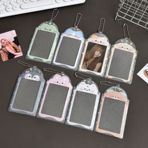 1Pcs Kpop Photocard Holder Kawaii House Card Holders with Chain Clear PVC Cover Card Holder Kpop Keychain