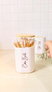 Tempat Cotton Buds Tooth Pick Dispenser Korek Kuping Tusuk Gigi Putih Estetik Bebas Debu Pop Up