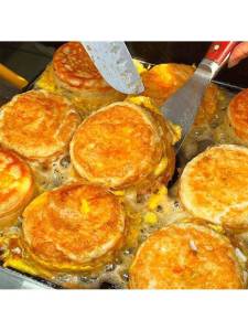 Air Fryer Ready Frozen Meat and Egg Burger Breakfast